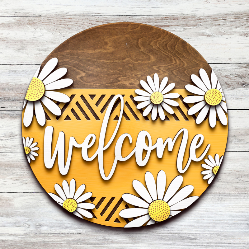 Round Sign - Welcome Daisies