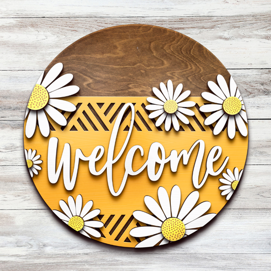 Round Sign - Welcome Daisies