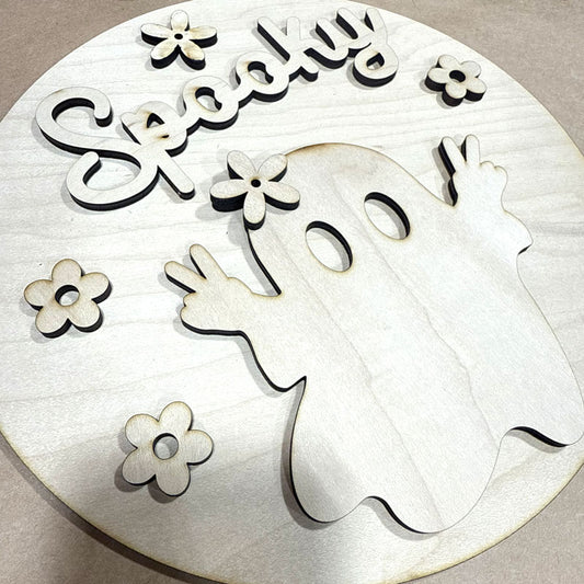 Round Sign - Spooky 3D Ghost