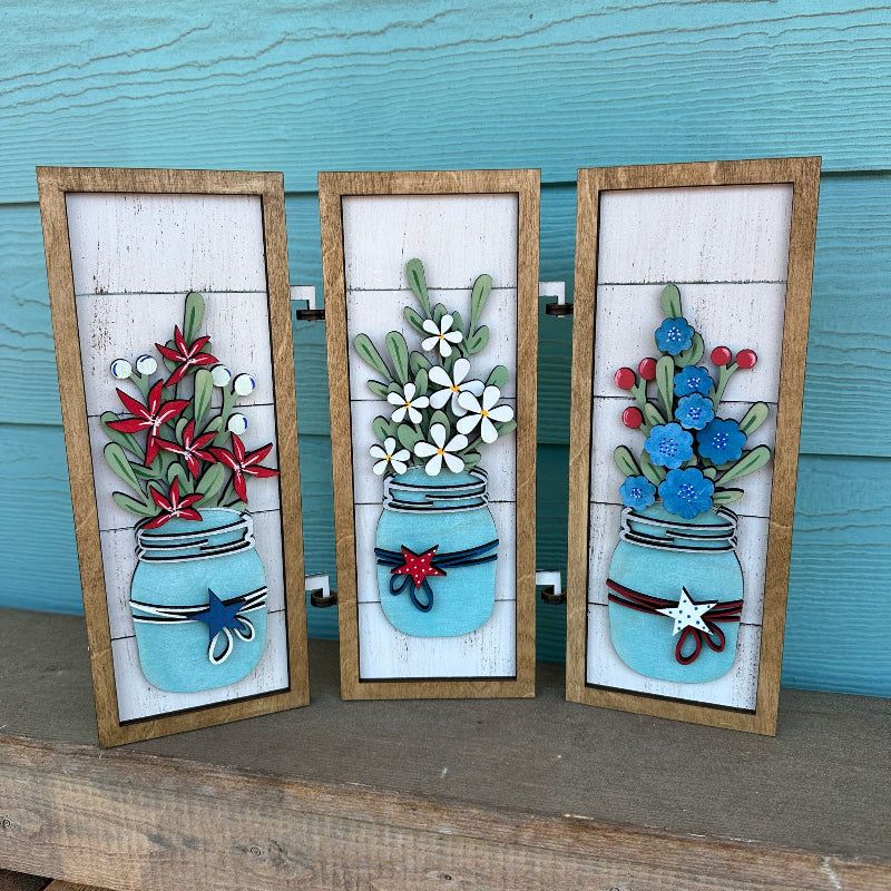 4th Of July Mason Jars Trio - Laser Project