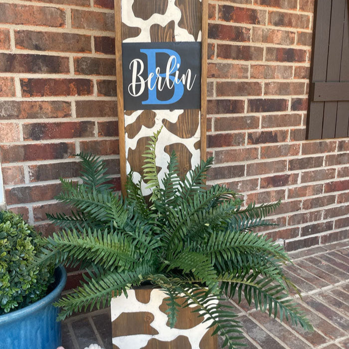 Cow Print Monogram Planter