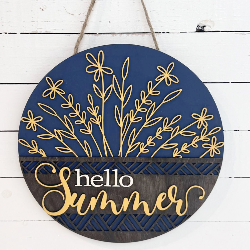 Hello Summer Wildflower- Round Sign