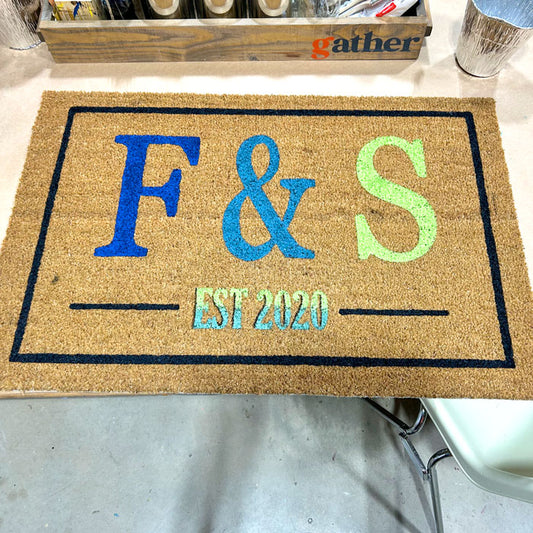Initials Doormat with Established Date