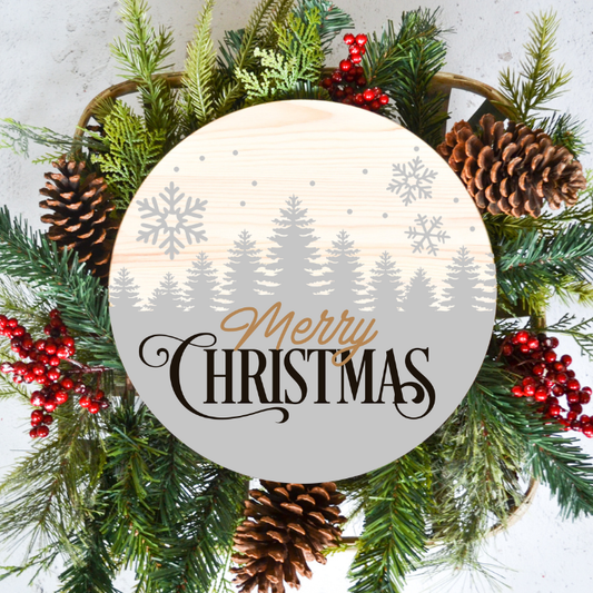 Round Sign - Snowy Merry Christmas - DIY0213S