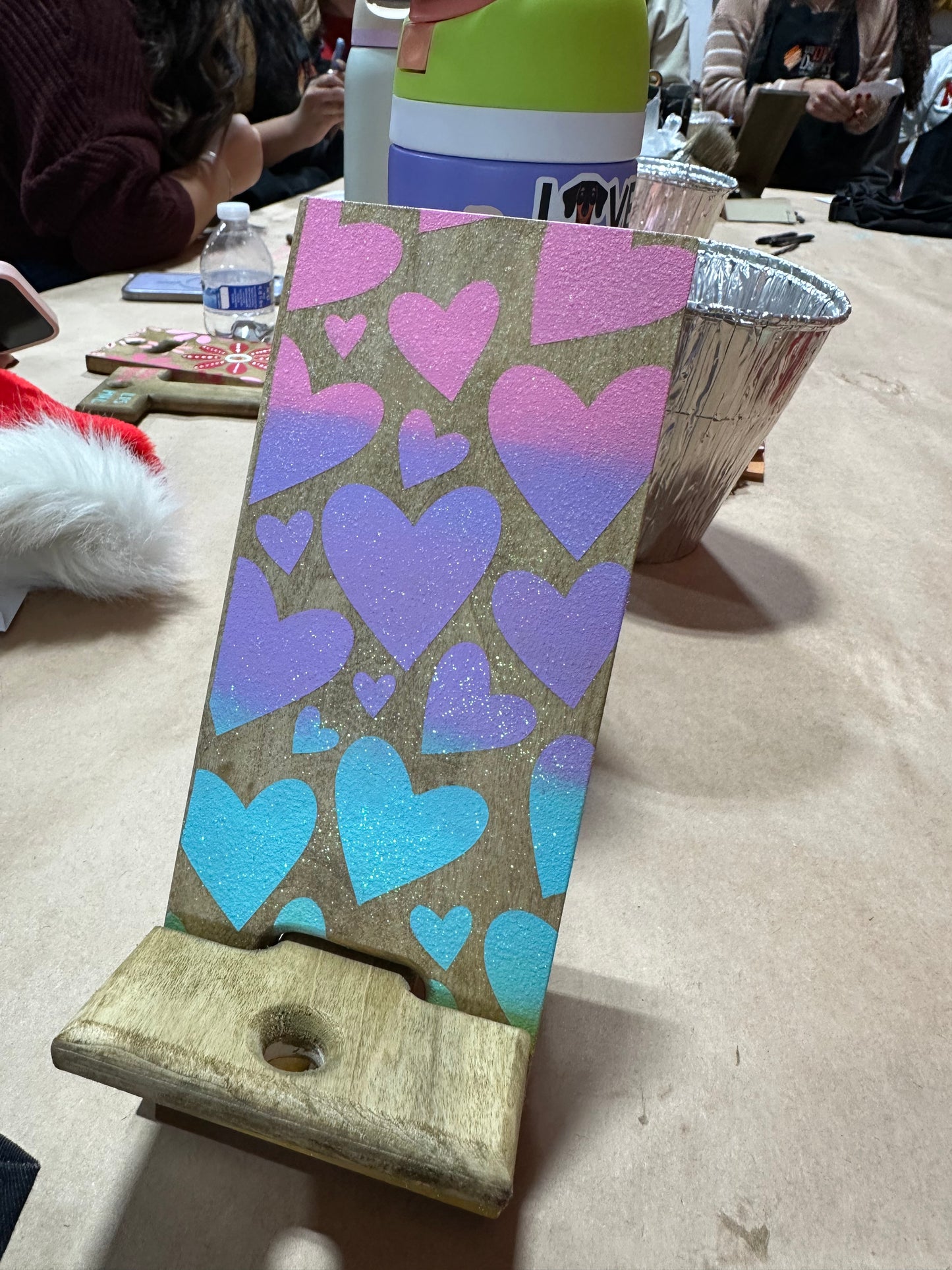 Wood Phone Stand - Hearts - DIY0141S