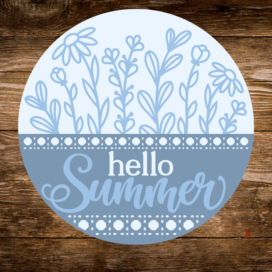 Round Sign - Hello Summer Floral