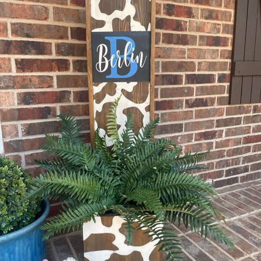 Cow Print Monogram Planter