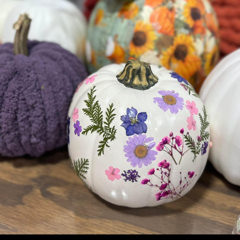 Floral Decoupage Pumpkins