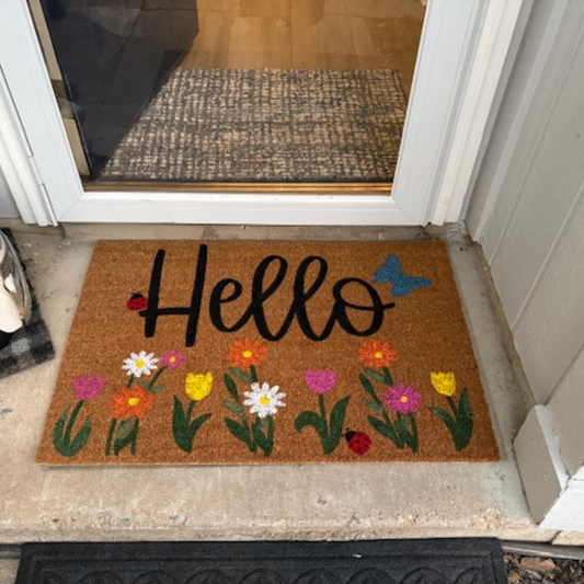 Doormat - Hello Spring Flowers
