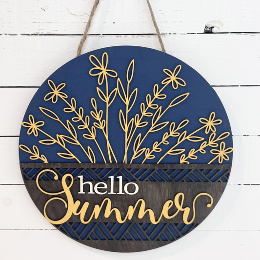 Hello Summer Wildflower- Round Sign