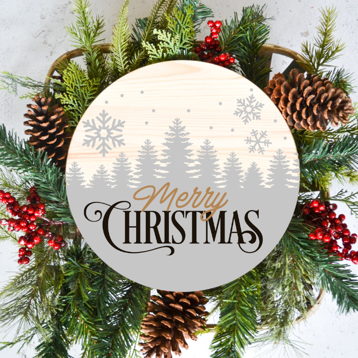 Round Sign - Snowy Merry Christmas - DIY0213S
