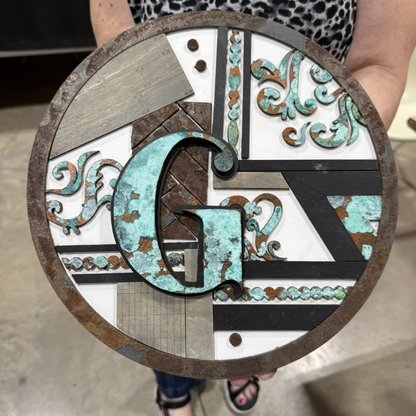 Monogram Industrial Round - Patina