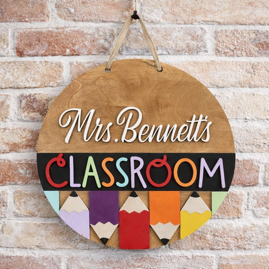 Round Sign - School Supplies Classroom Sign