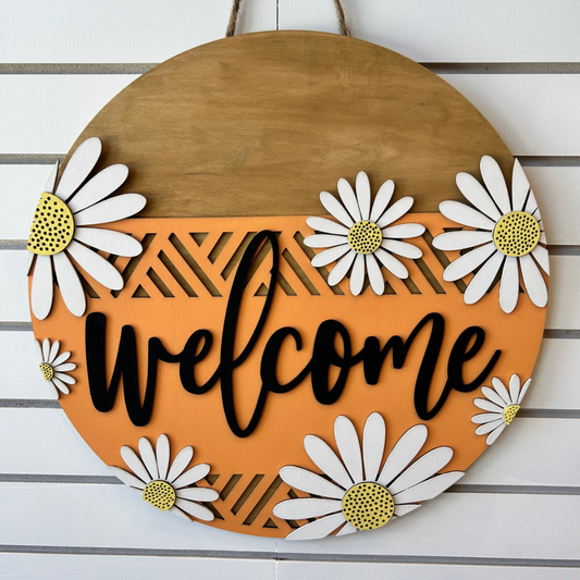 Round Sign - Welcome Daisies