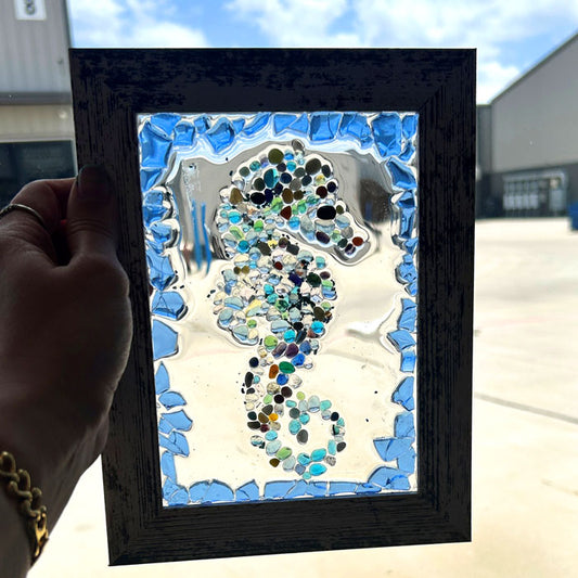 Small Seahorse Crushed Glass Frame